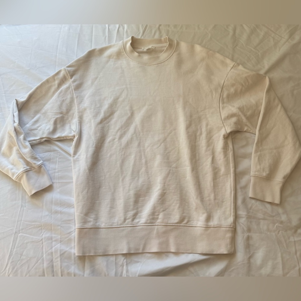 COS White Crew Neck Sweater XS Cozy Cotton Linen Pullover Minimalist QuietLuxury